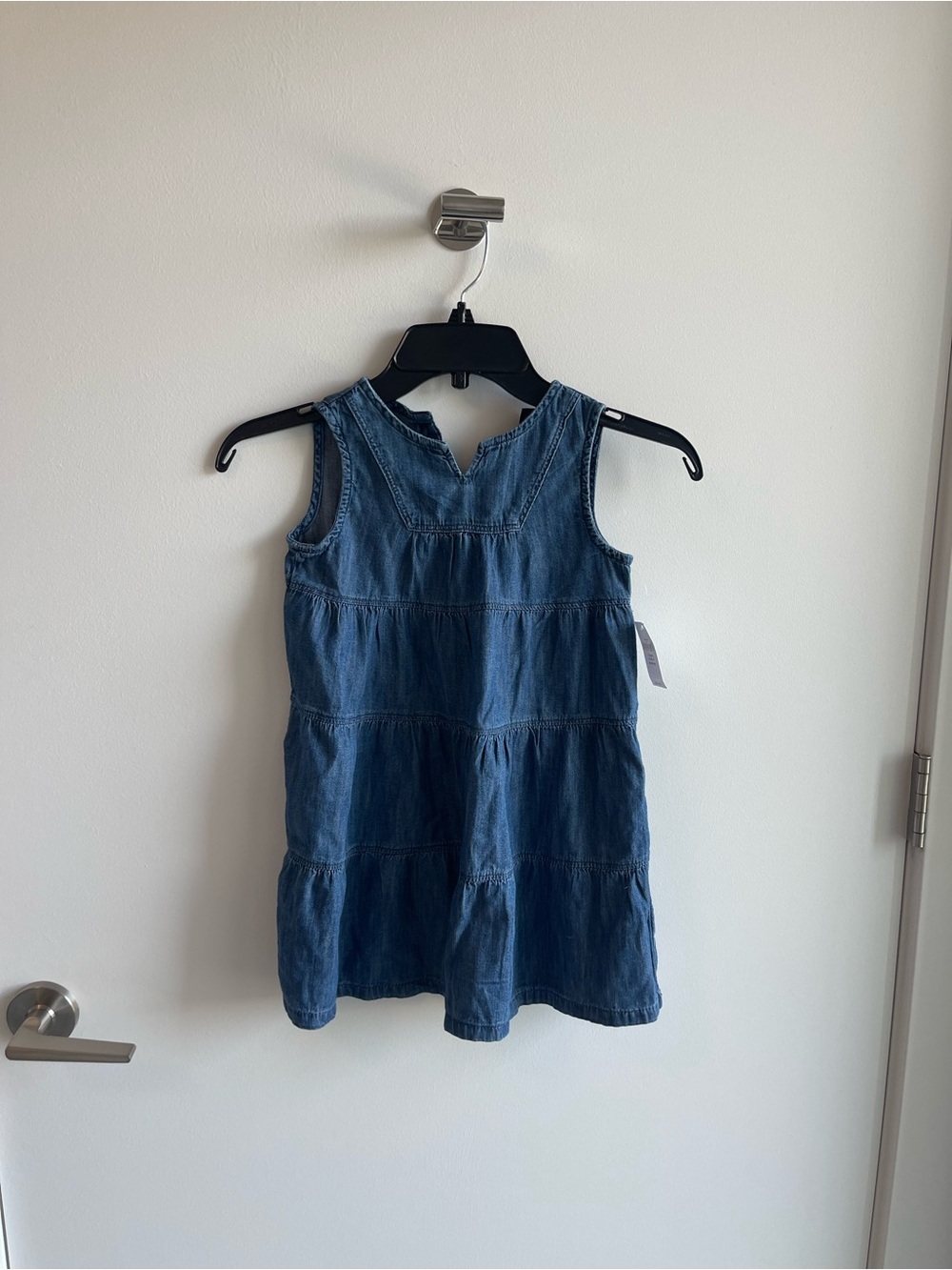 GAP Girls' Denim Tiered Sleeveless Dress - Blue